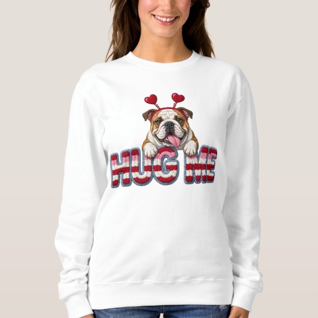 Sudadera Cachorro adorable de Bulldog inglés en San Valentí (Anverso)