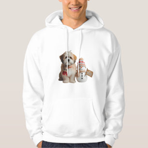 Sudadera "Cachorro Adorable y Hombre de Nieve Invierno