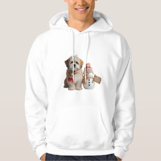Sudadera "Cachorro Adorable y Hombre de Nieve Invierno