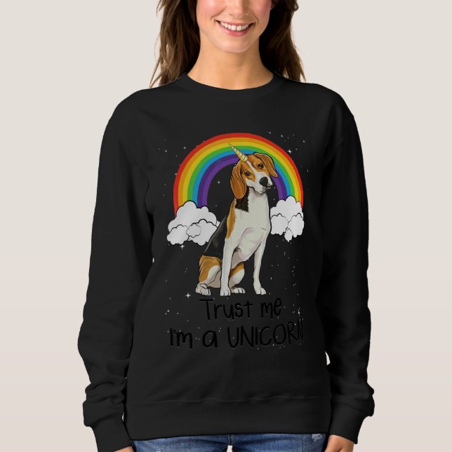 Sudadera Cachorro Beagle Arcoíris Confía En Mí Soy Un Perro (Anverso)