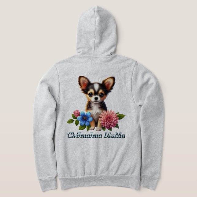Sudadera Cachorro chihuahua con flores decorativas (Distribución Reverso )