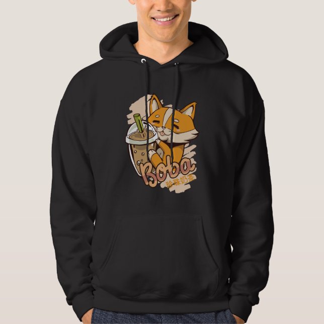 Sudadera Cachorro Corgi Adorable con Té de Burbujas (Anverso)