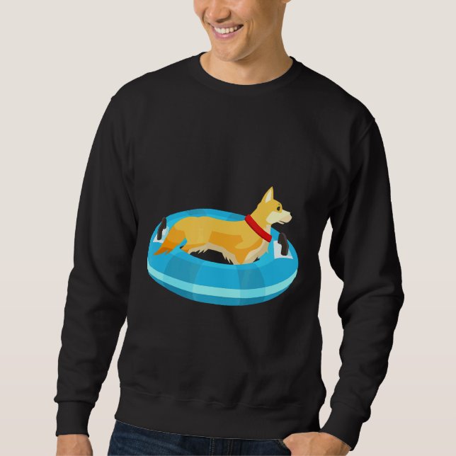 Sudadera Cachorro de Corgi Dog Flotando río (Anverso)