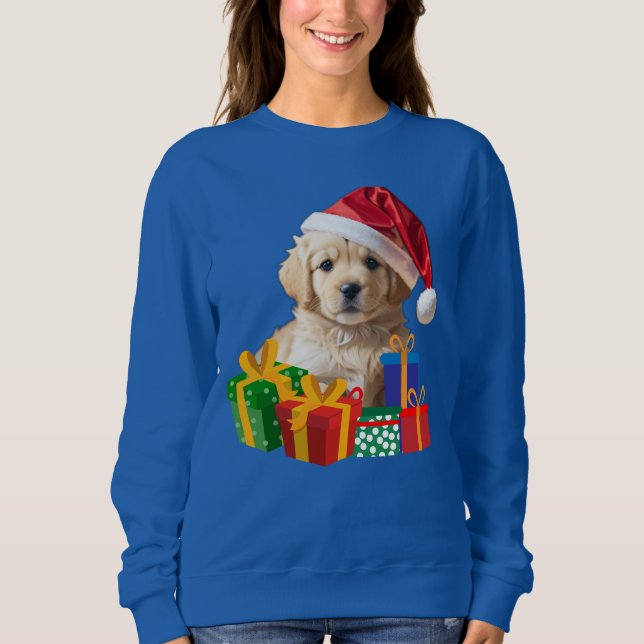 Sudadera Cachorro de Navidad Dorado (Anverso)