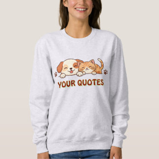 Sudadera Cachorro y gatito lindos acurrucados