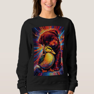 Sudadera Cachorro y Patito Abrazándose Arte Pop