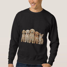 Sudadera Cachorros adorables de Golden Retriever y gatito