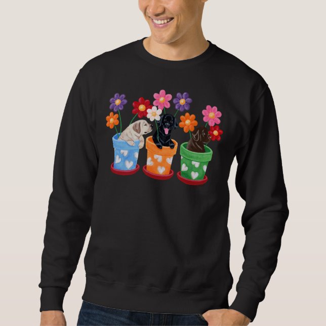 Sudadera Cachorros de flores Labrador (Anverso)