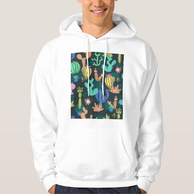 Sudadera Cactus dibujado a mano: sin costuras escandinavas. (Anverso)