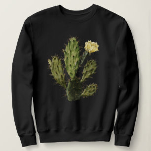 Sudadera Cactus Flor Vintage Drawing Black Sweatshirt