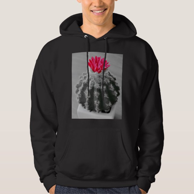 Sudadera Cactus Plant Black White Photo Con Flor Rosa (Anverso)