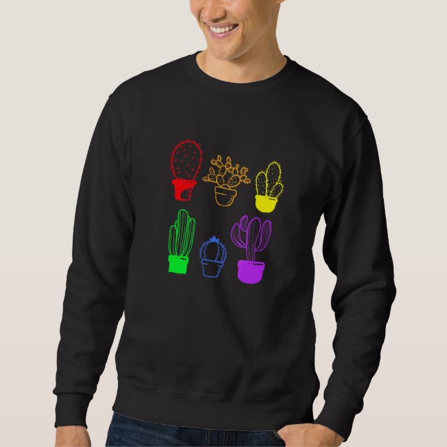Sudadera Cactus Suculento Orgullo Planta Arcoiris Sutil Lgb (Anverso)