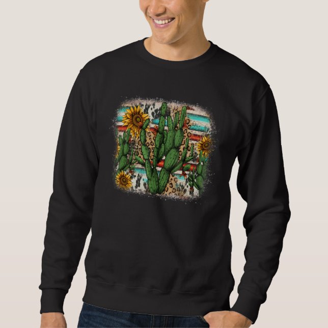 Sudadera Cactus Sunflowers Serape Leopard Cowhide Western D (Anverso)