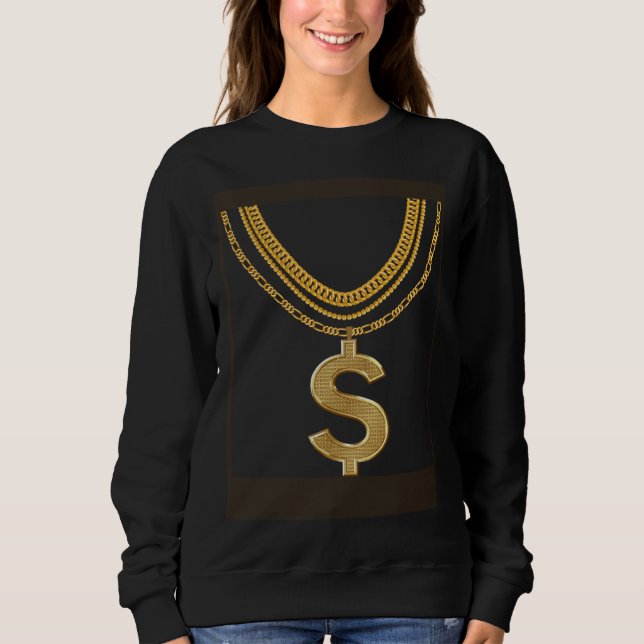Sudadera Cadena de Dólar de Oro Gangsta Hiphop Rap (Anverso)