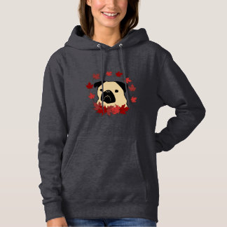 Sudadera Caer Pug con hojas, calabazas y girasoles