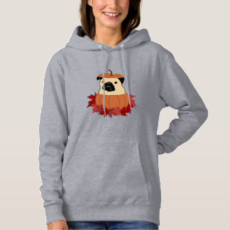 Sudadera Caer Pug con hojas, calabazas y girasoles