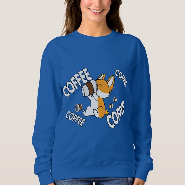 Sudadera Café Café Café Café Corgi Premium (Anverso)