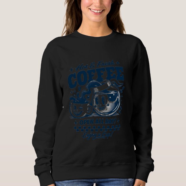 Sudadera ☕ Café Caliente y Fresco – Retro Chill Tee (Anverso)