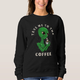Sudadera Café de Ciencia Ficción Gráfico Alien Bebiendo Co