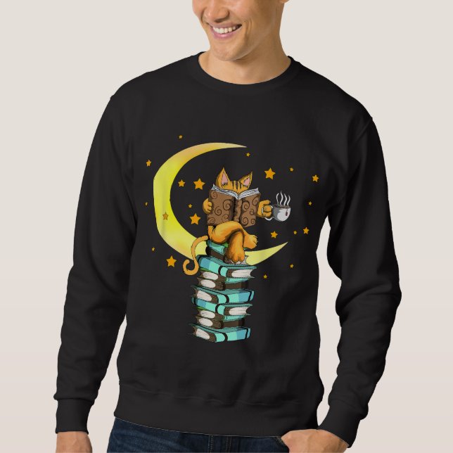 Sudadera Café de gatos leyendo libros de kat leer Stubenter (Anverso)