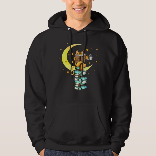 Sudadera Café de gatos leyendo libros de kat leer Stubenter (Anverso)