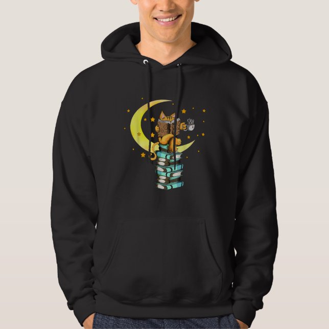 Sudadera Café de gatos leyendo libros de kat leer Stubenter (Anverso)