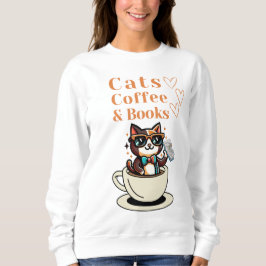 Sudadera Café de gatos y libros gato Guay