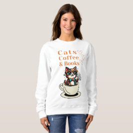 Sudadera Café de gatos y libros gato Guay