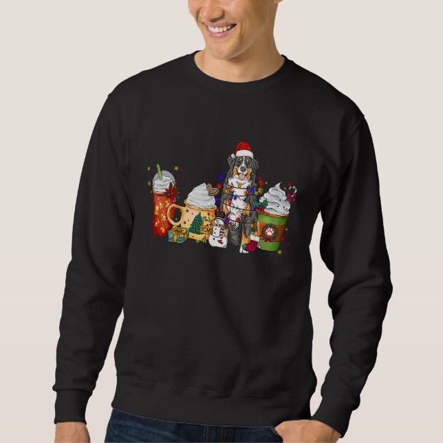 Sudadera Café de Perro de Montaña de Berna Navidad con Sant (Anverso)