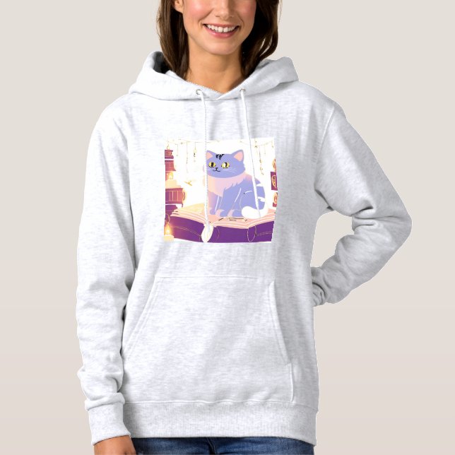 Sudadera Café del gato de la biblioteca (Anverso)