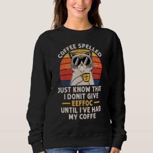 Sudadera Café Deletreado Al Revés Es Eeffoc Gatos Beben Caf