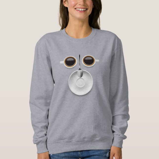 Sudadera Café: dos tazas de café a Saucer y cuchara (Anverso)