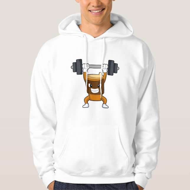 Sudadera Café en entrenamiento de Fuerza con Barbell (Anverso)