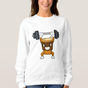 Sudadera Café en entrenamiento de Fuerza con Barbell