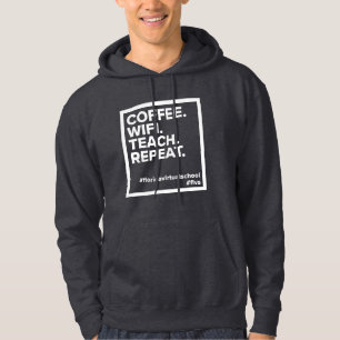 Sudadera Café FLVS. WiFi. Enseñar. Repite. Hoodie gris oscu