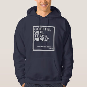 Sudadera Café FLVS. WiFi. Enseñar. Repite. Navy Hoodie