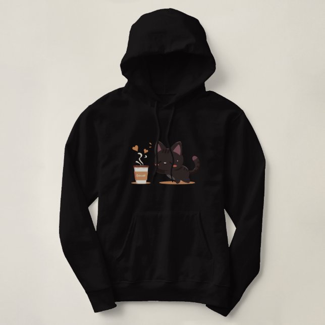 Sudadera Café gato negro (descafeinado) (Diseño del anverso)