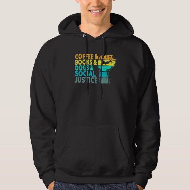 Sudadera Café Libros Perros Y Justicia Social Derechos Huma (Anverso)