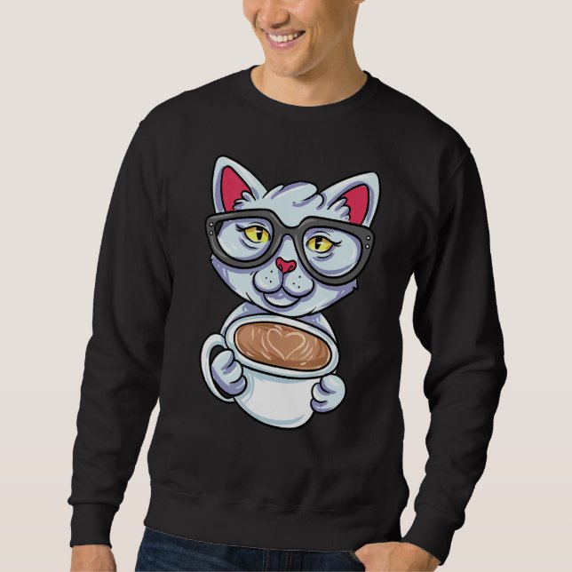 Sudadera Café Nerd Cat que bebe (Anverso)