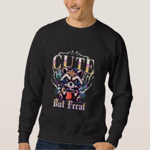 Sudadera Café Raccoon lindo pero fabuloso que bebe café Vin