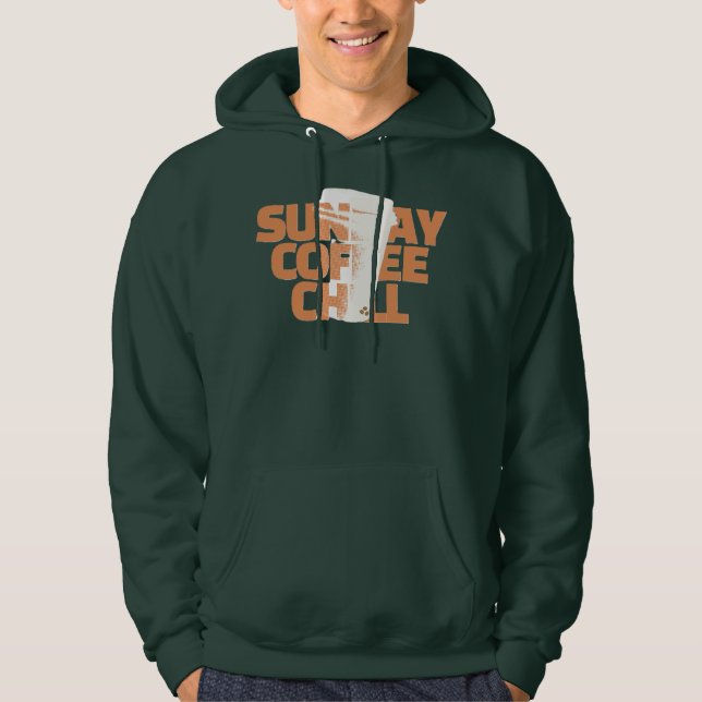 Sudadera Café Relajante Gráfico de Domingo (Anverso)