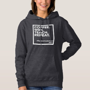 Sudadera Café. WiFi. Enseñar. Repito, negro femenino