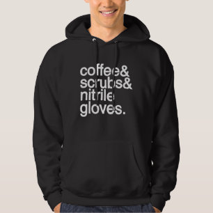 Sudadera Café y crubos y guantes de nitrilo Enfermera diver