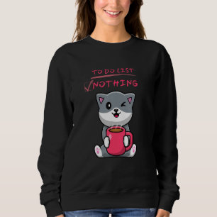 Sudadera Café y lista de tareas pendientes de gatito perezo