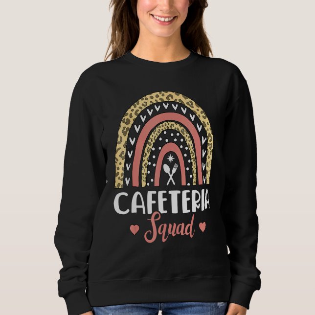 Sudadera Cafeteria Squad Boho Rainbow Leopard Lunch Lady Cr (Anverso)