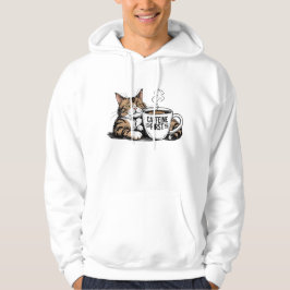 Sudadera Caffeine First Hoodie para los amantes del gato y 