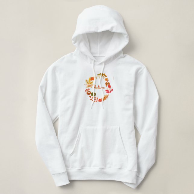 Sudadera Caída de las acuarelas Calabaza del otoño deja flo (Diseño del anverso)
