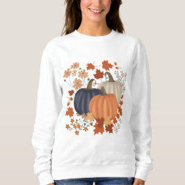 Sudadera Caída Rustica Calabazas de otoño flores silvestres