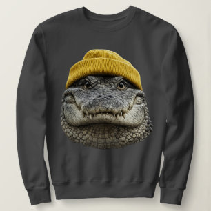 Sudadera caimán con gorro de lana Diseño de caimán vintage 