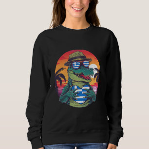 Sudadera Caimán puesta de sol Grecia Tropical bandera grieg